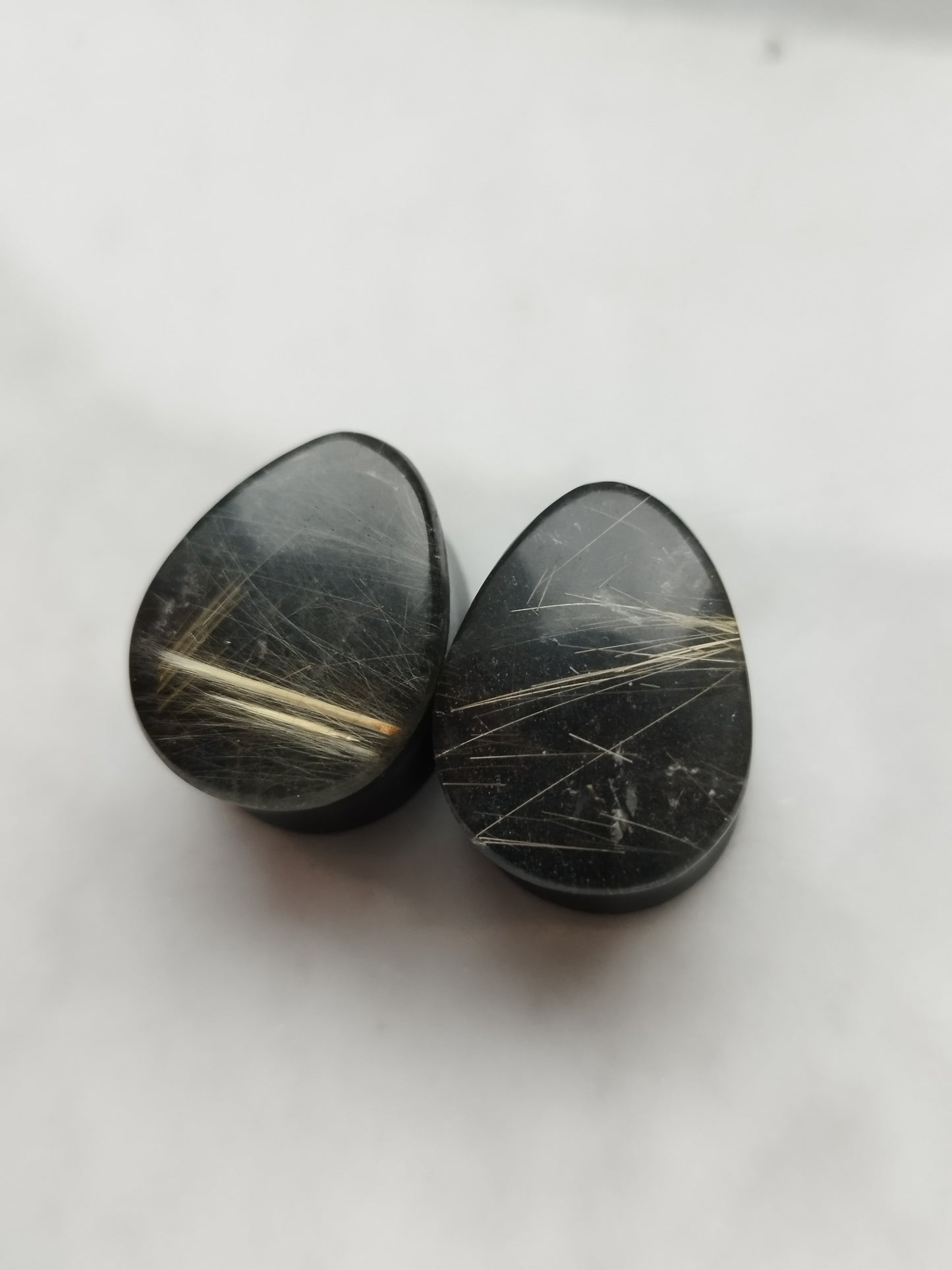 3/4" Obsidian and Rutilated Quartz Plugs