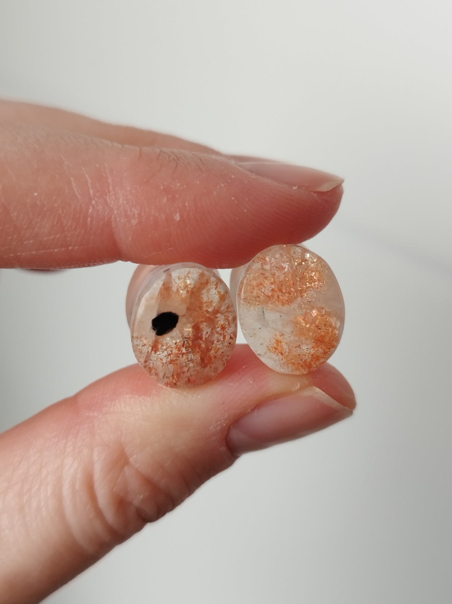 7/16" Sunstone On Quartz Plugs