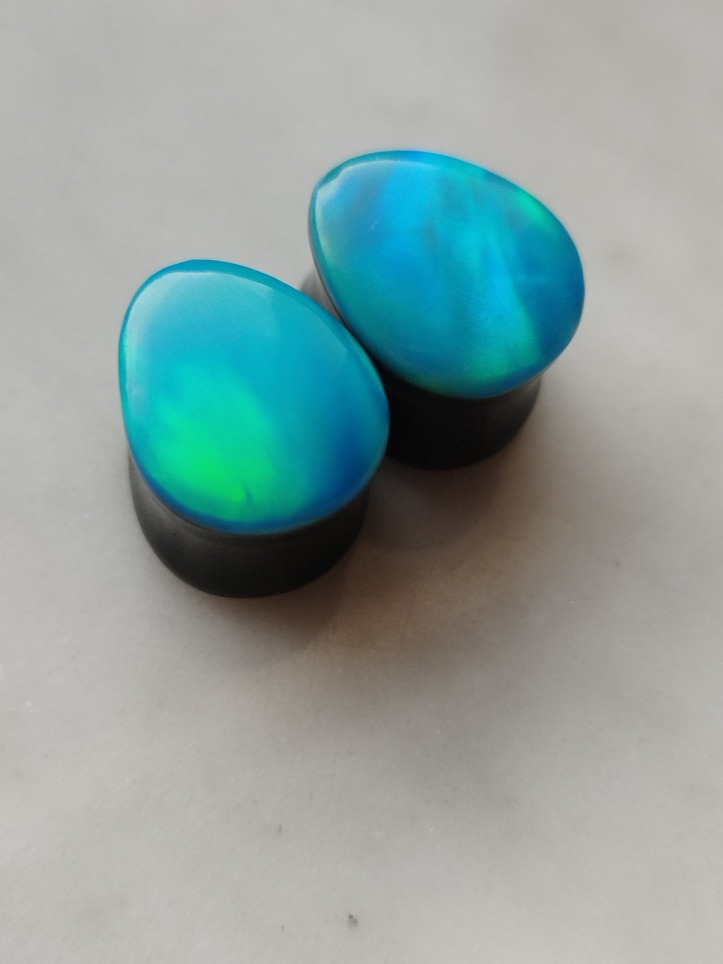 1/2" Aurora Opal On Obsidian Plugs