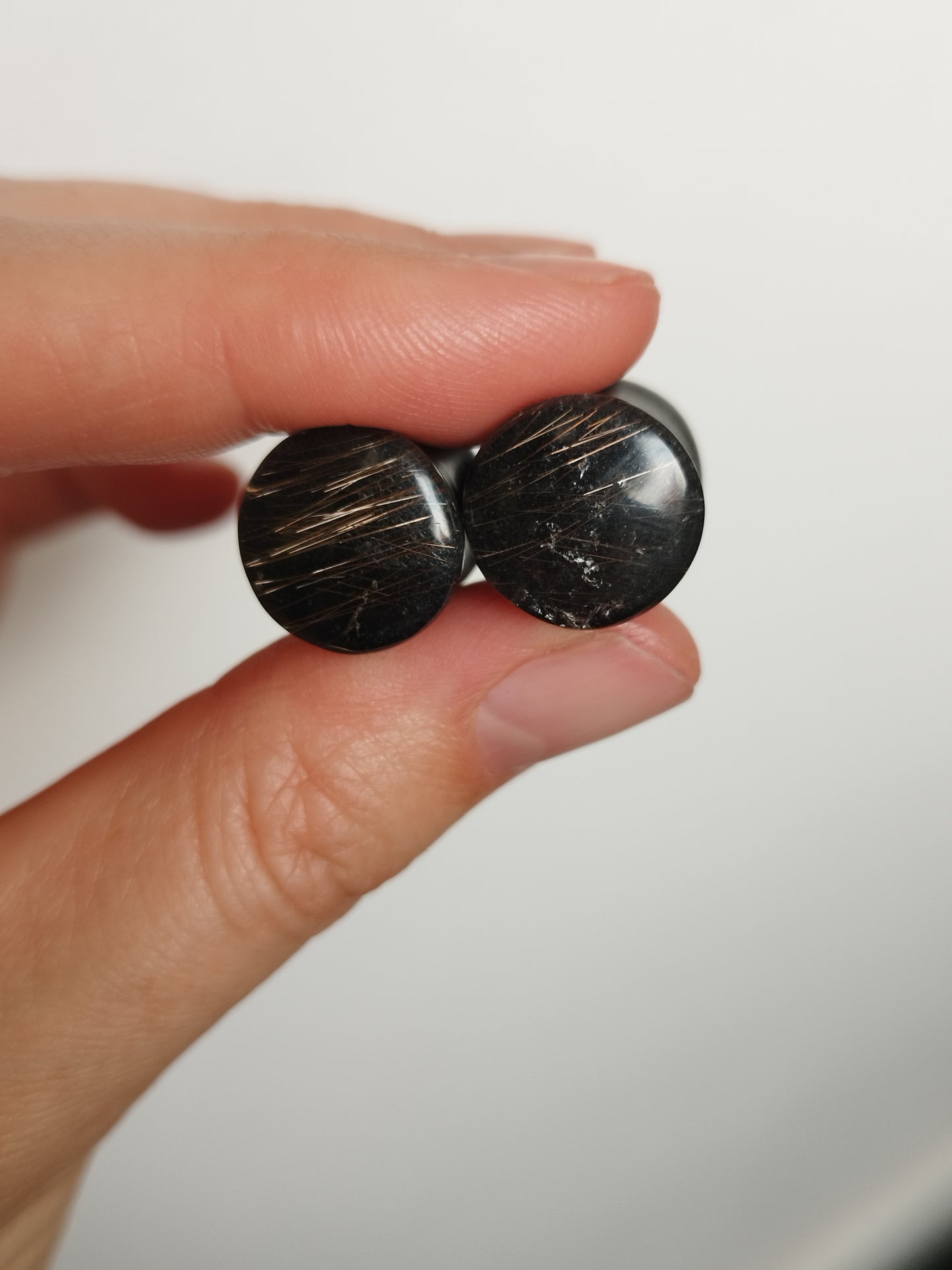 1/2" Obsidian and Rutilated Quartz Plugs