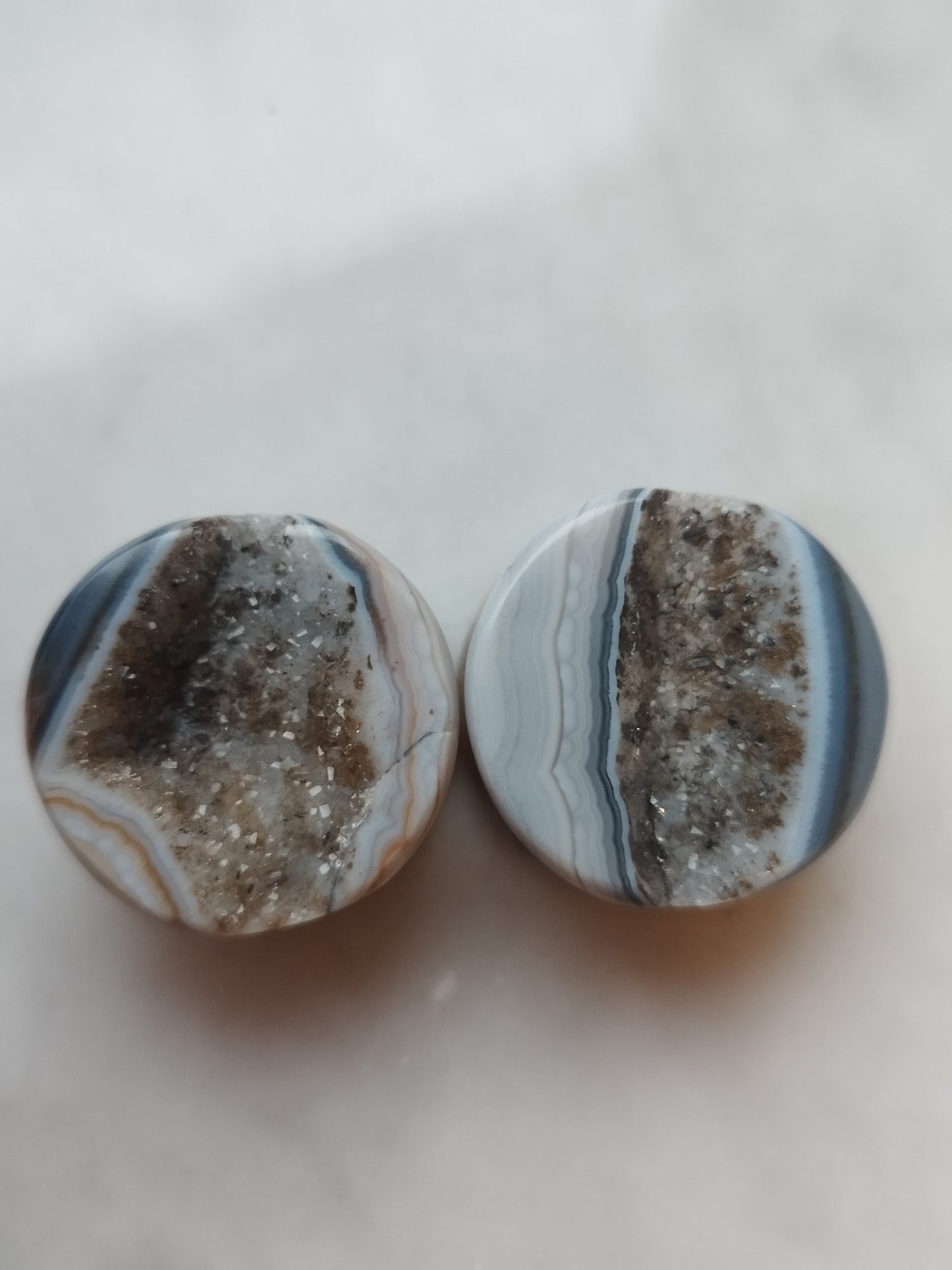 7/8" Blue Banded Agate Geode Plugs