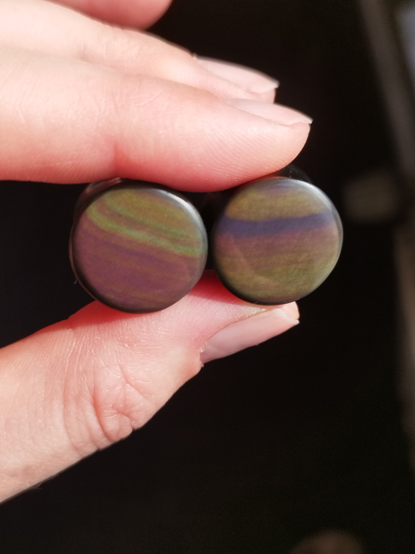 5/8" Rainbow Obsidian Plugs