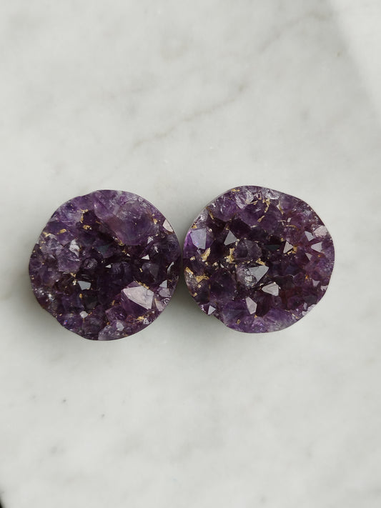 28mm Uruguay Amethyst Druzy Plugs