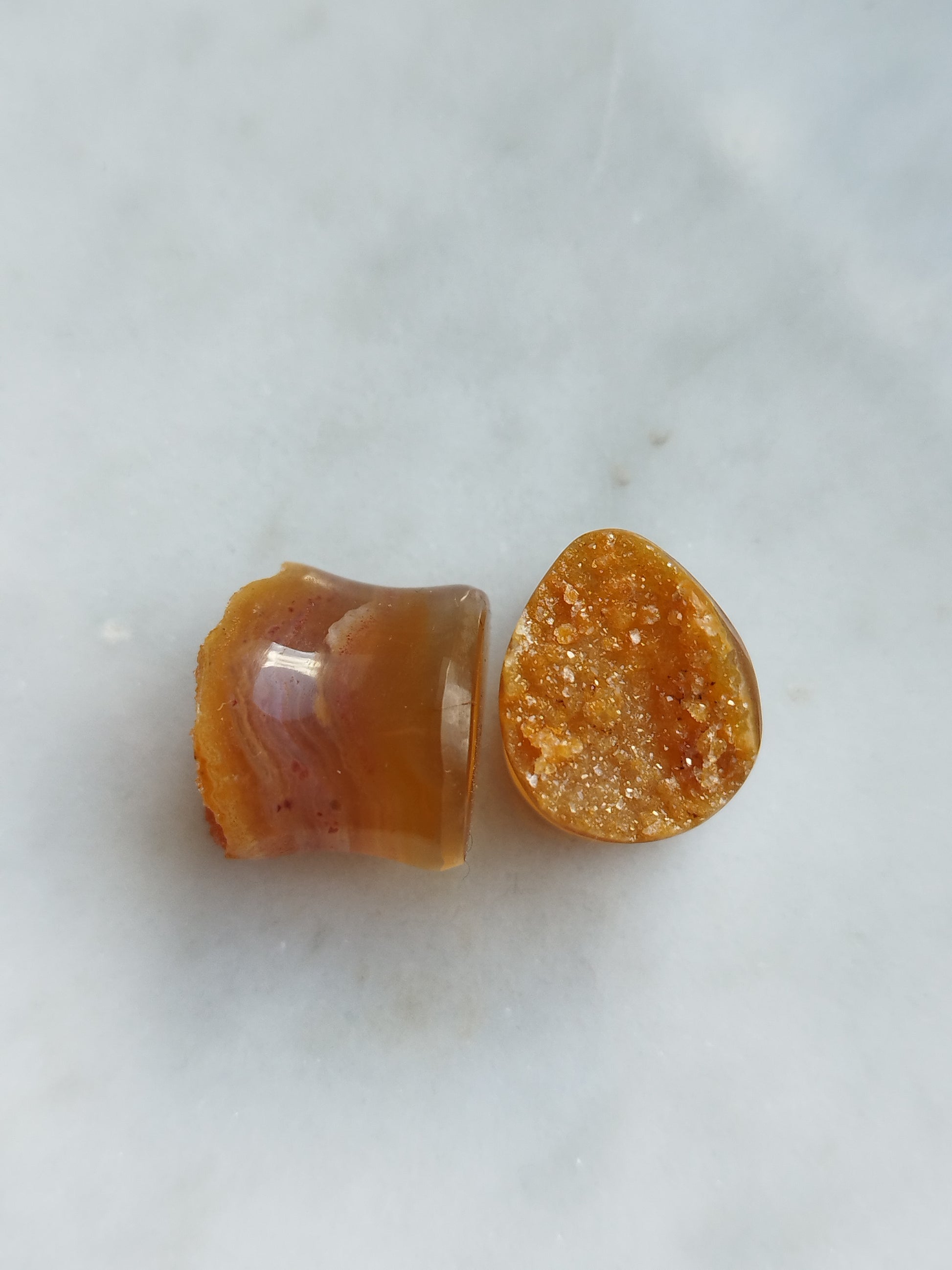 1/2" Carnelian Agate Druzy Plugs - aeoplugs
