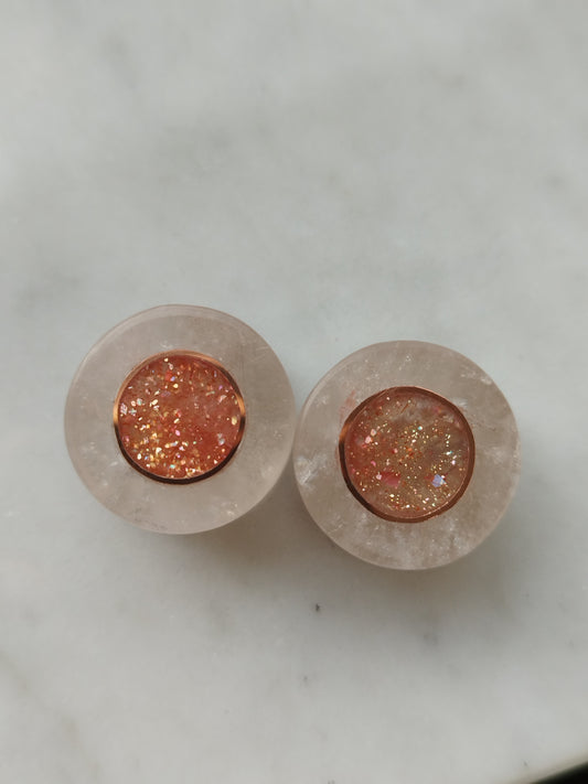 3/4" Quartz with Sunstone and Copper Inlays