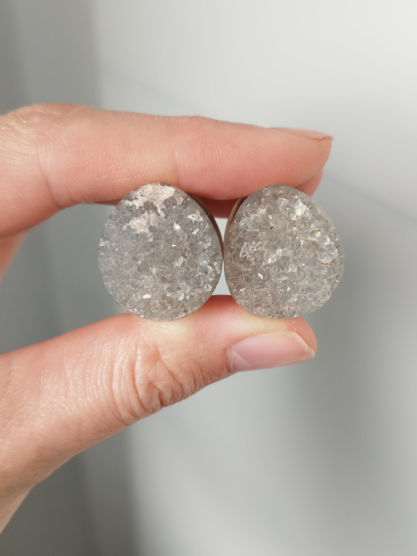 3/4" Grey Druzy Plugs