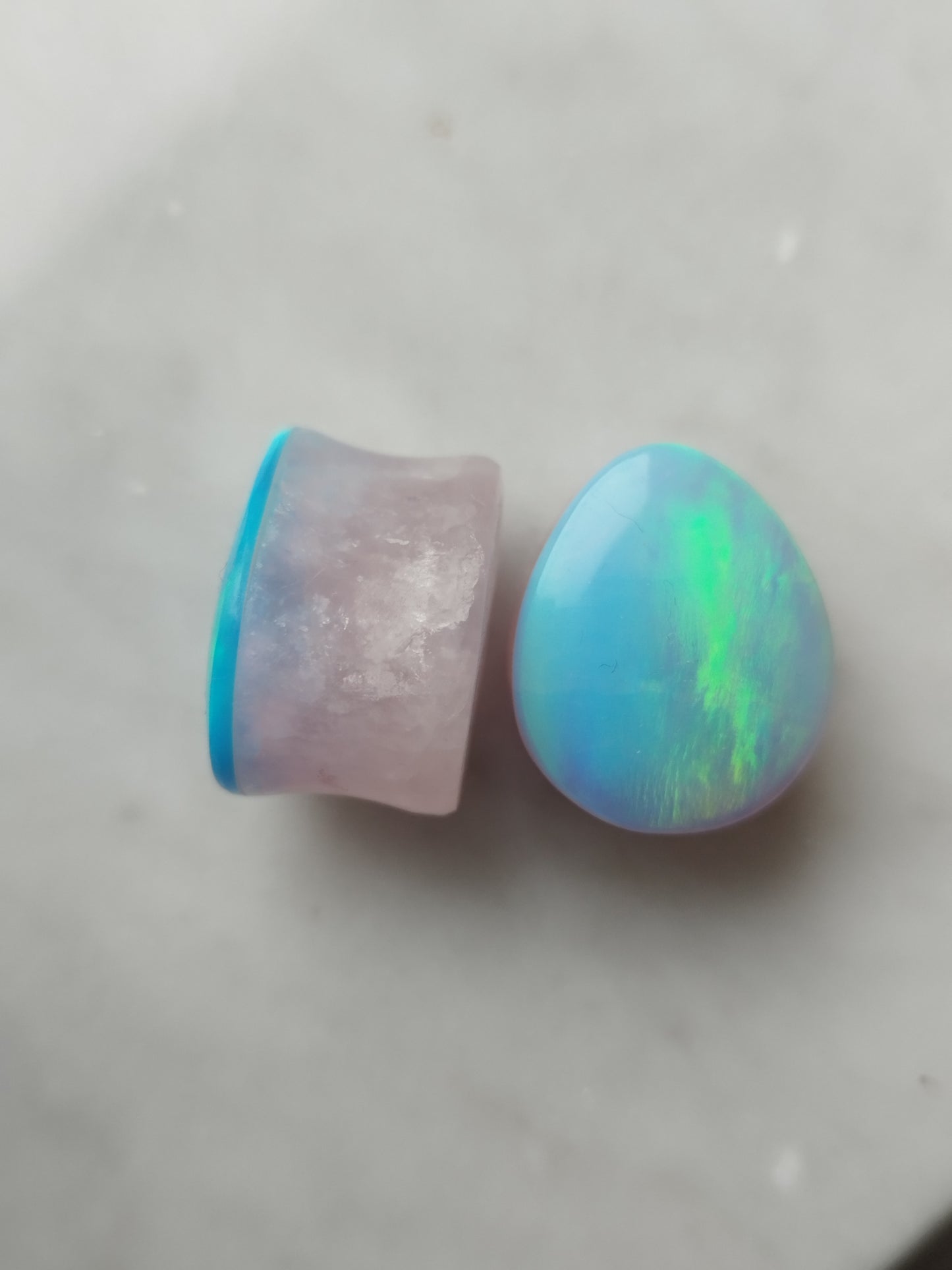 3/4" Aurora Opal On Rose Quartz