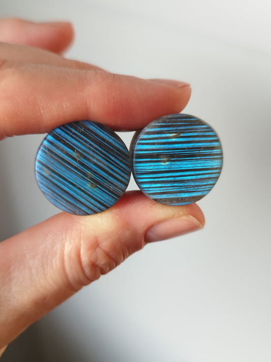 3/4" Blue Striped Labradorite Plugs