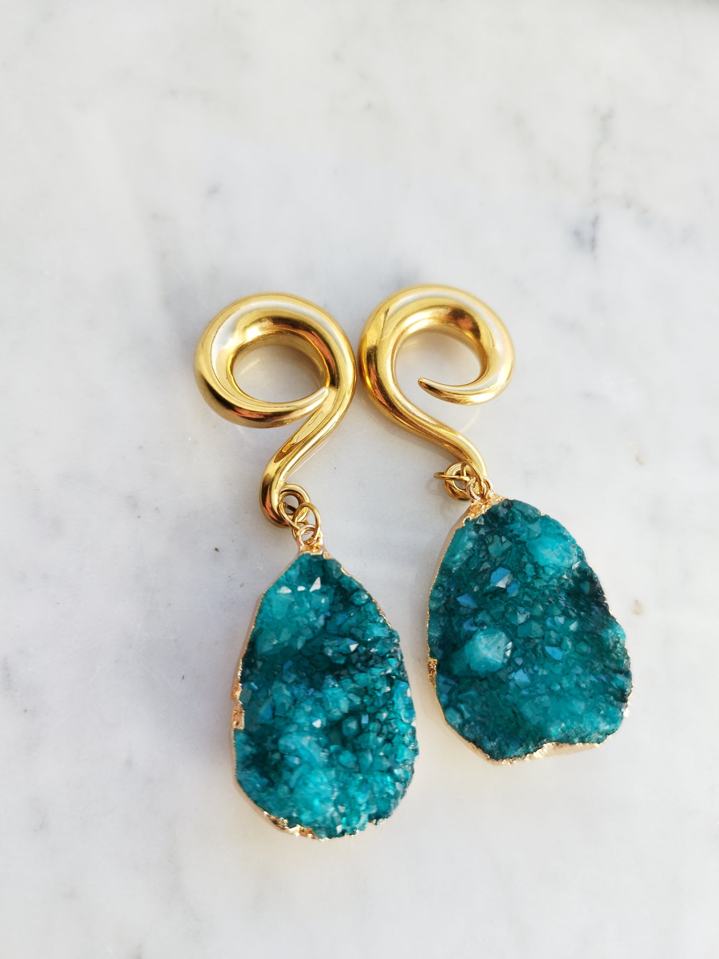 0g Teal Druzy Weights - aeoplugs