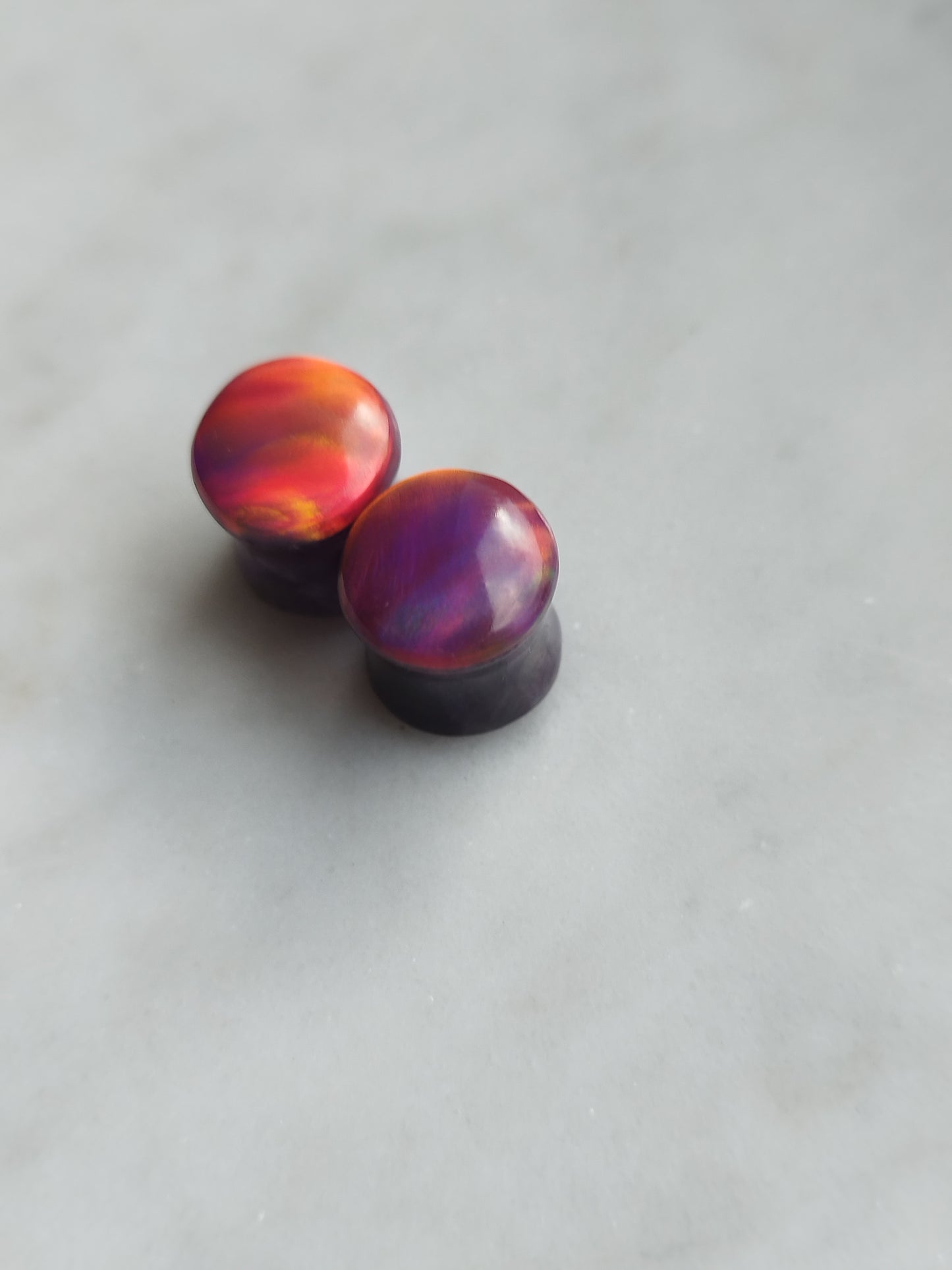 00g Amethyst and Aurora Opal Plugs