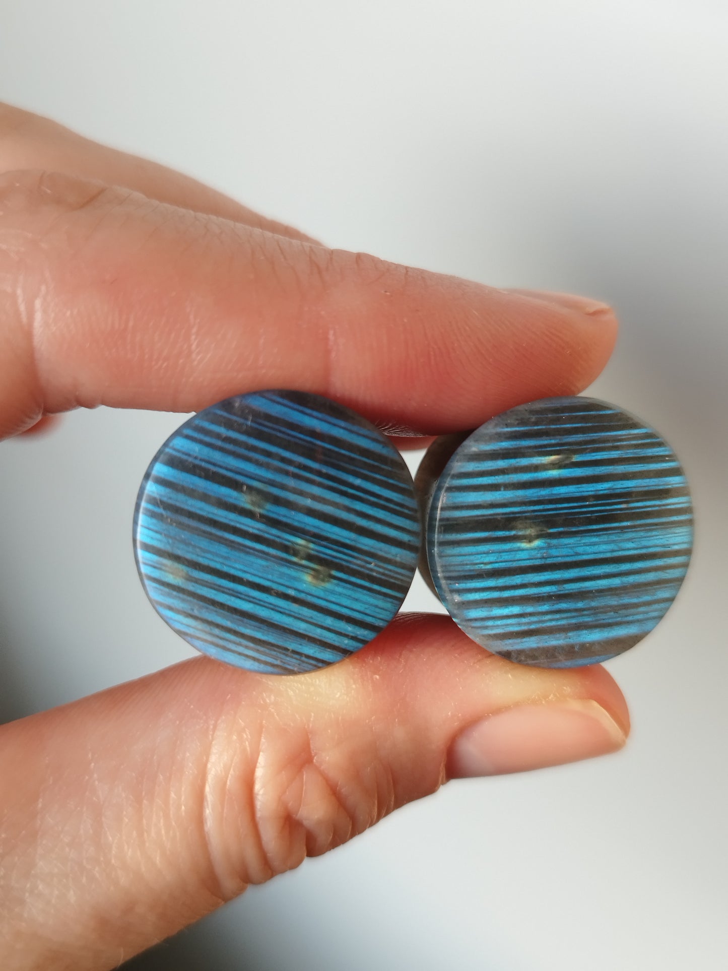 3/4" Blue Striped Labradorite Plugs