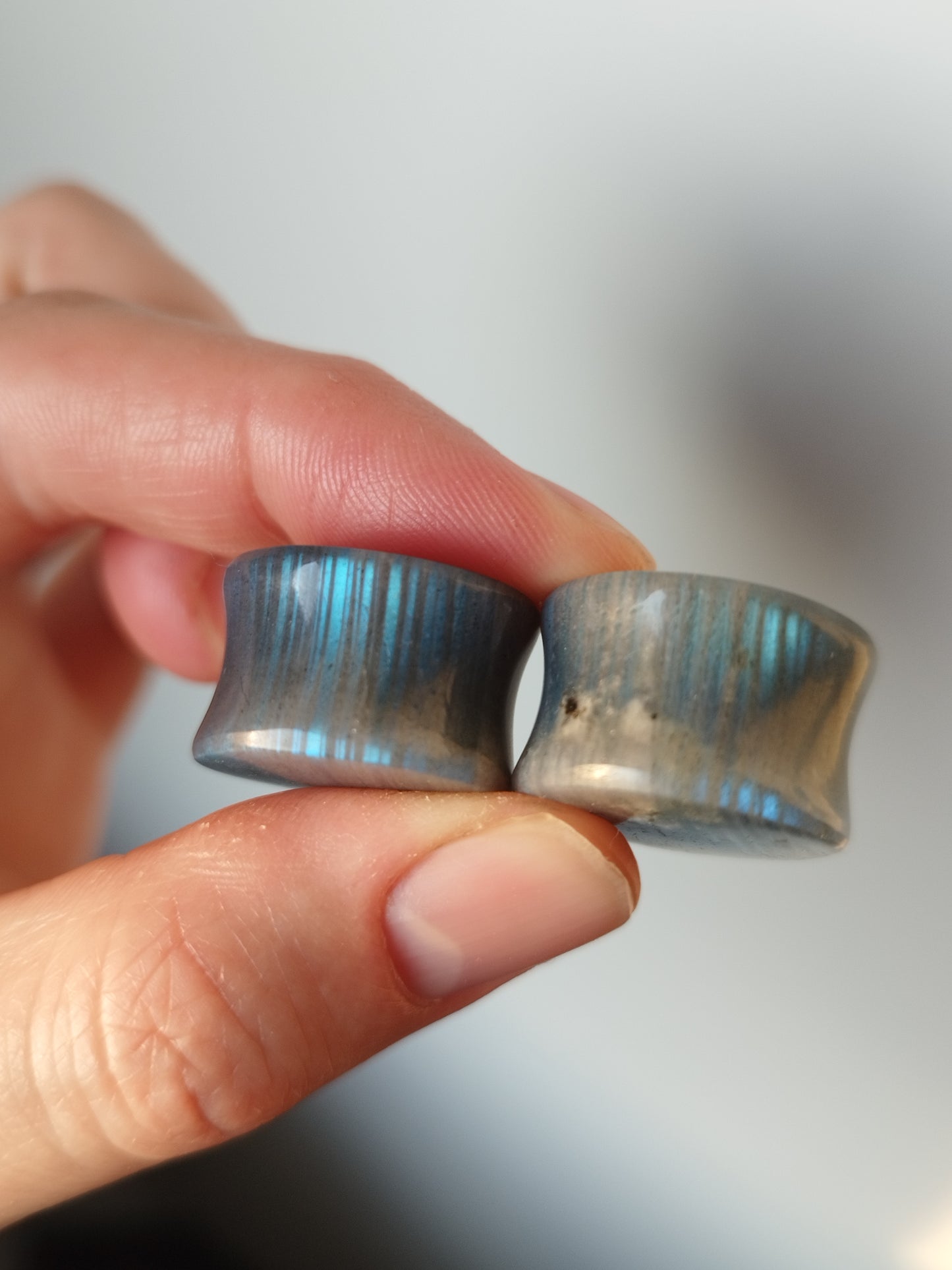 3/4" Blue Striped Labradorite Plugs