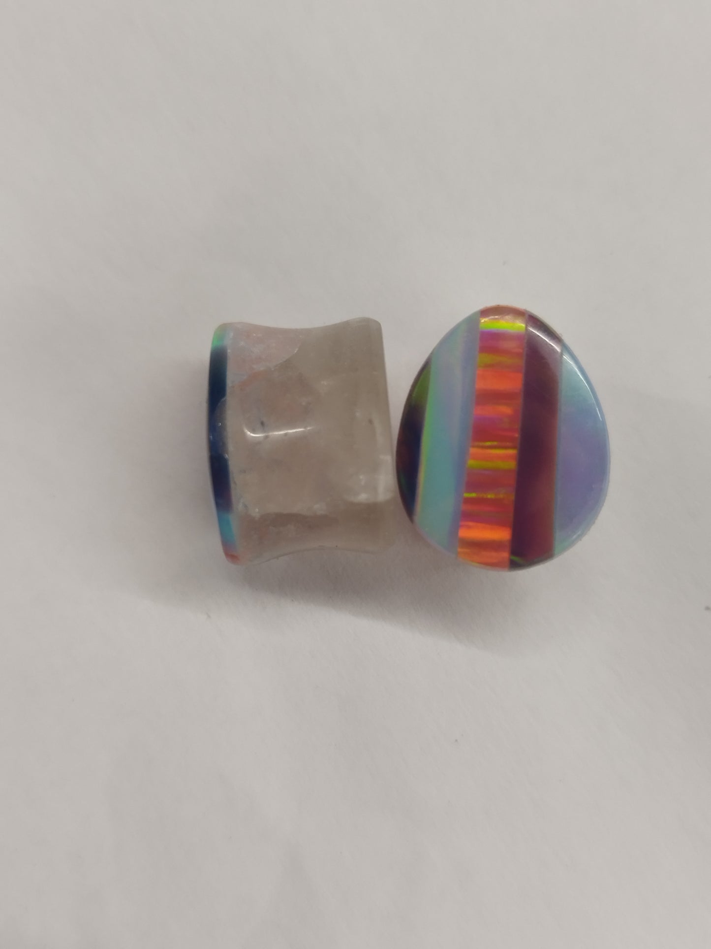 5/8" Aurora Opal On Obsidian Plugs