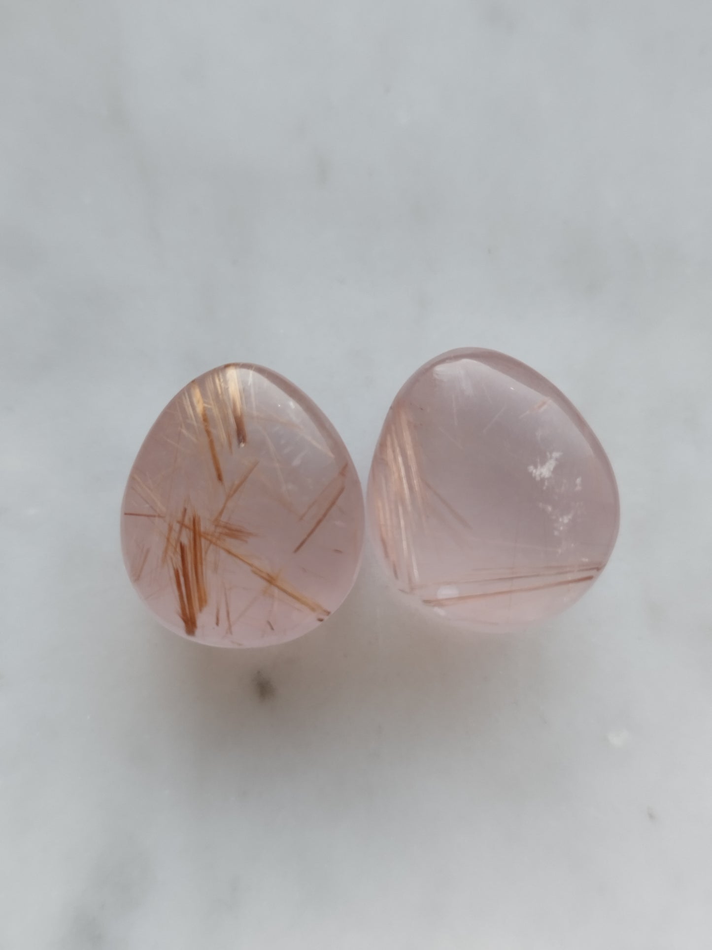 5/8" Rose Quartz And Rutilated Quartz Plugs