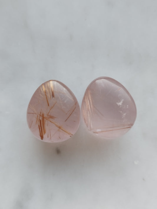 5/8" Rose Quartz And Rutilated Quartz Plugs