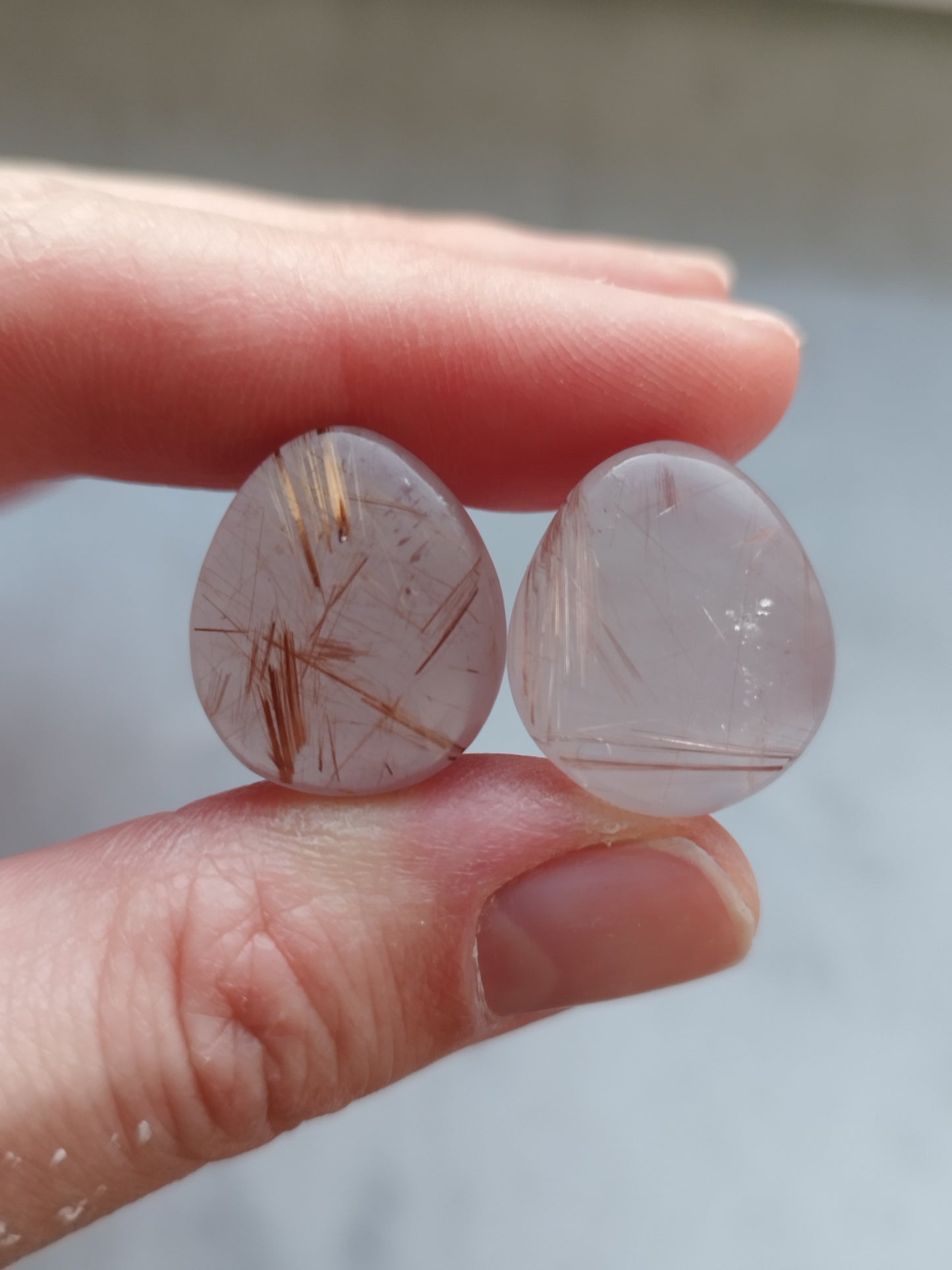 5/8" Rose Quartz And Rutilated Quartz Plugs