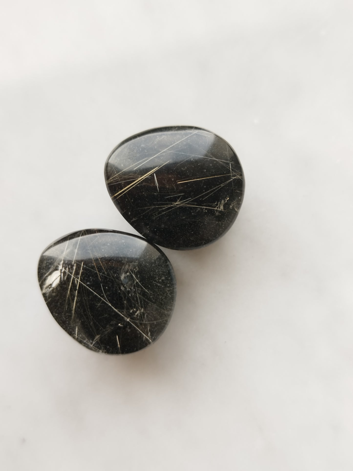 5/8" Obsidian and Rutilated Quartz Tears