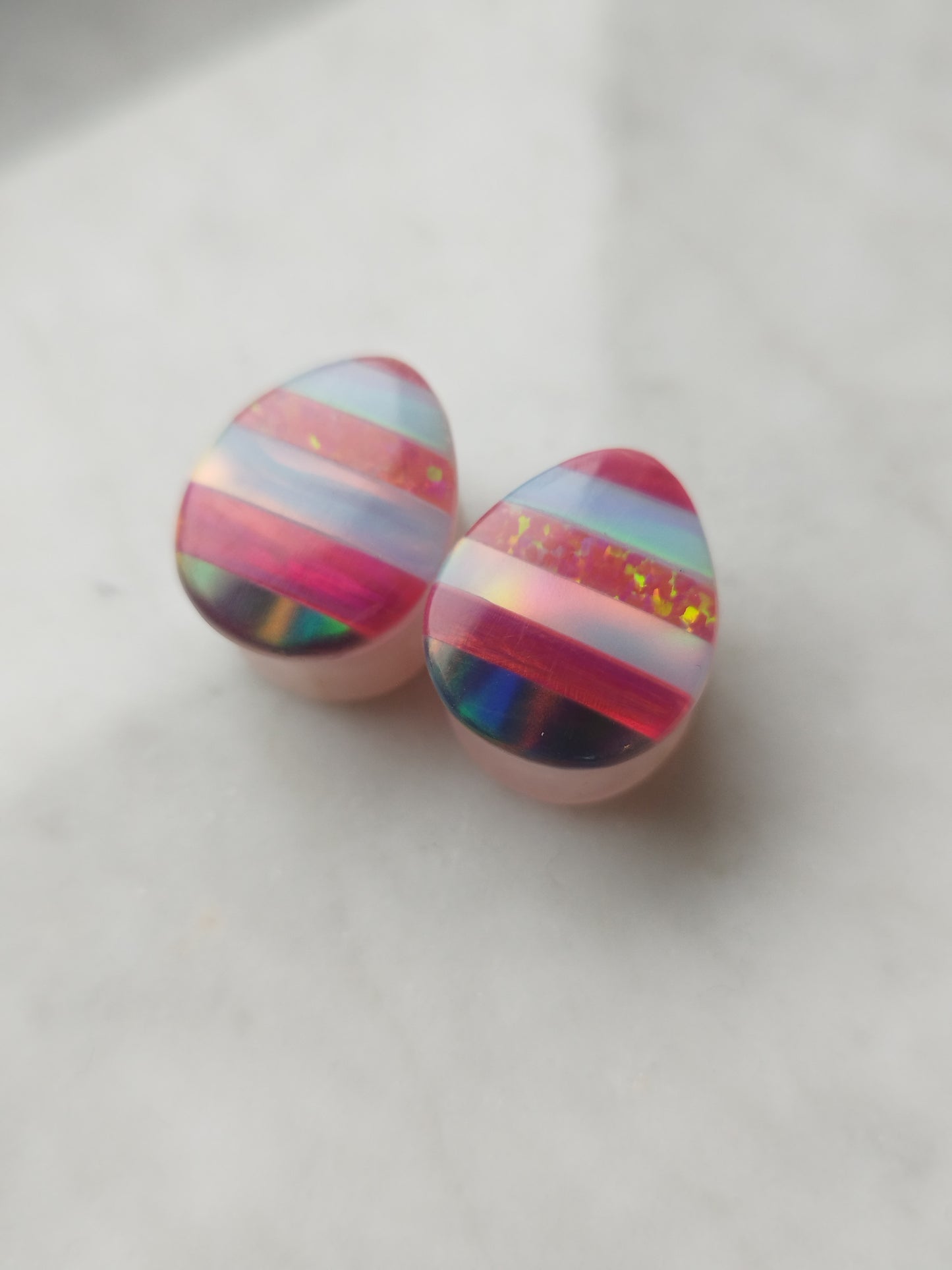 5/8" Aurora Opal On Obsidian Plugs