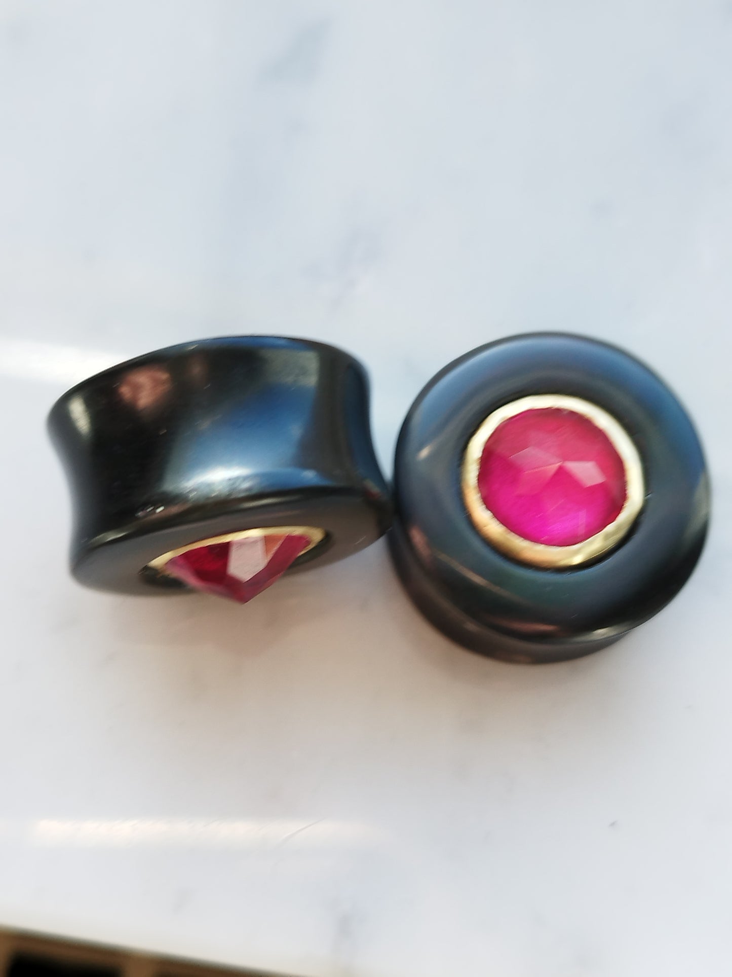 7/8" Rainbow Obsidian and Lab Gemstone Plugs