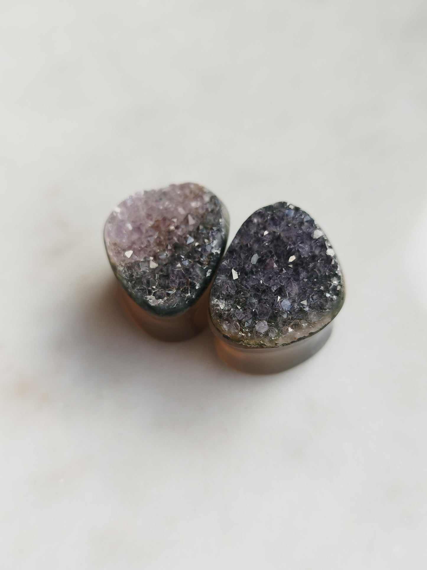 9/16" Amethyst Druzy Plugs