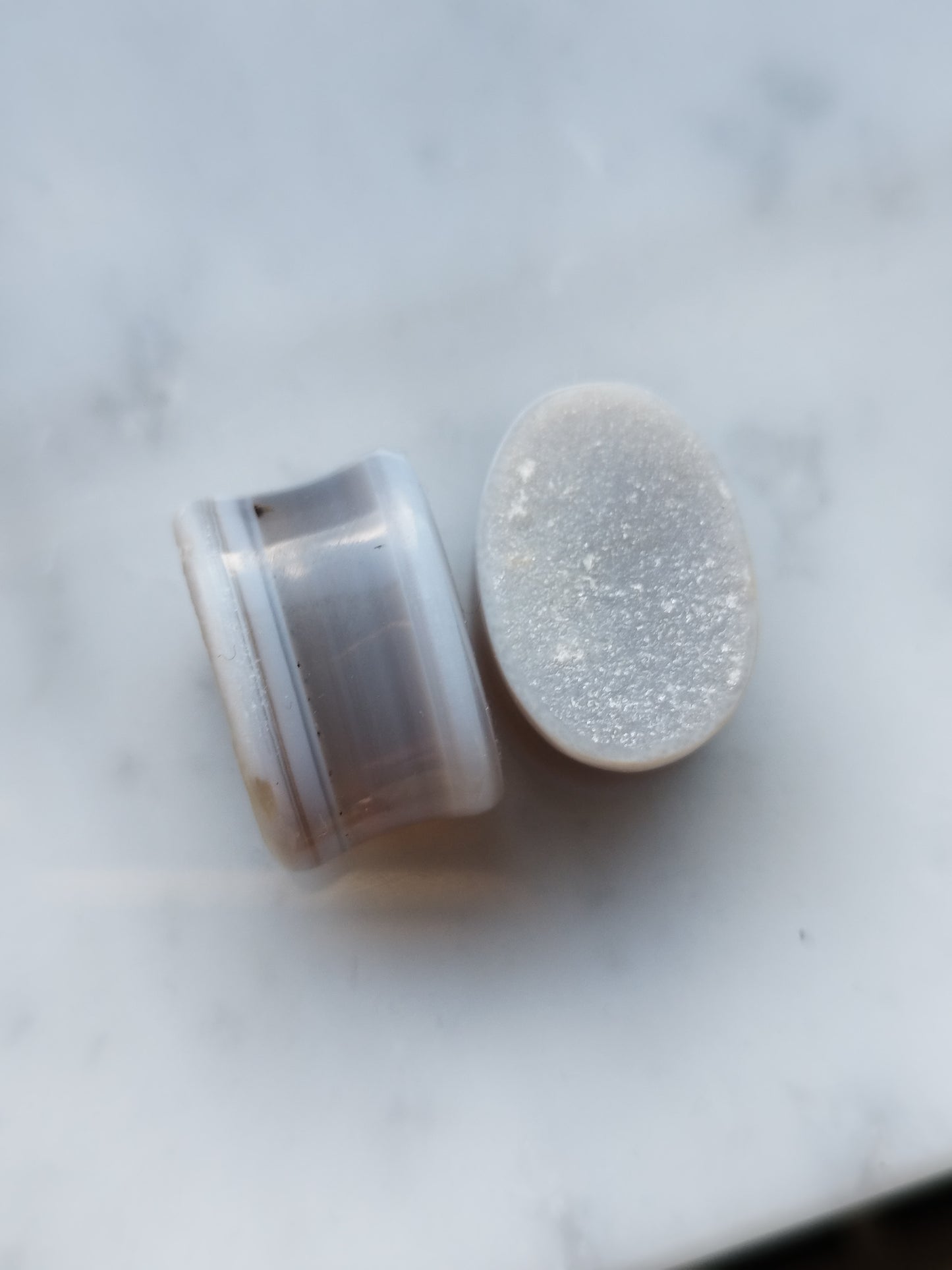 5/8" Oval Agate Druzy Plugs