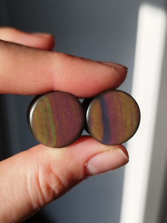 5/8" Rainbow Obsidian Plugs